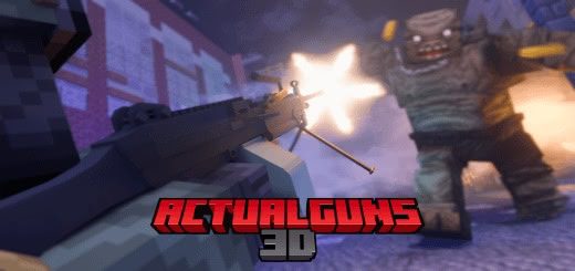 ActualGuns 3D addon showcasing various realistic firearms in Minecraft.